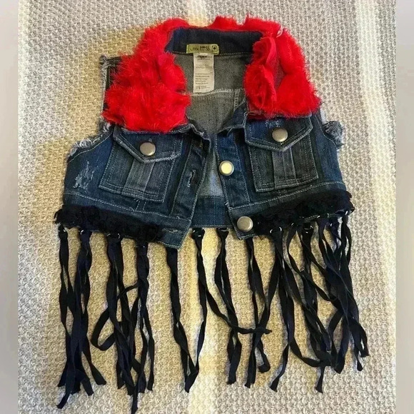 Little Mass brand unique jean vest with fringe size 3T (F133) - Picture 7 of 7
